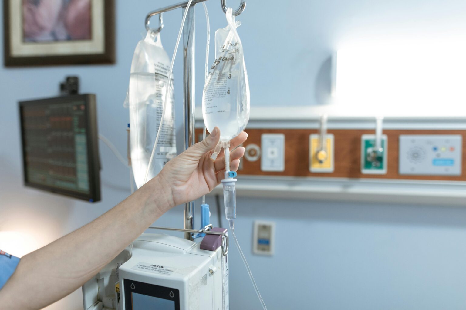 a bag of longevity medicine being administered to a patient